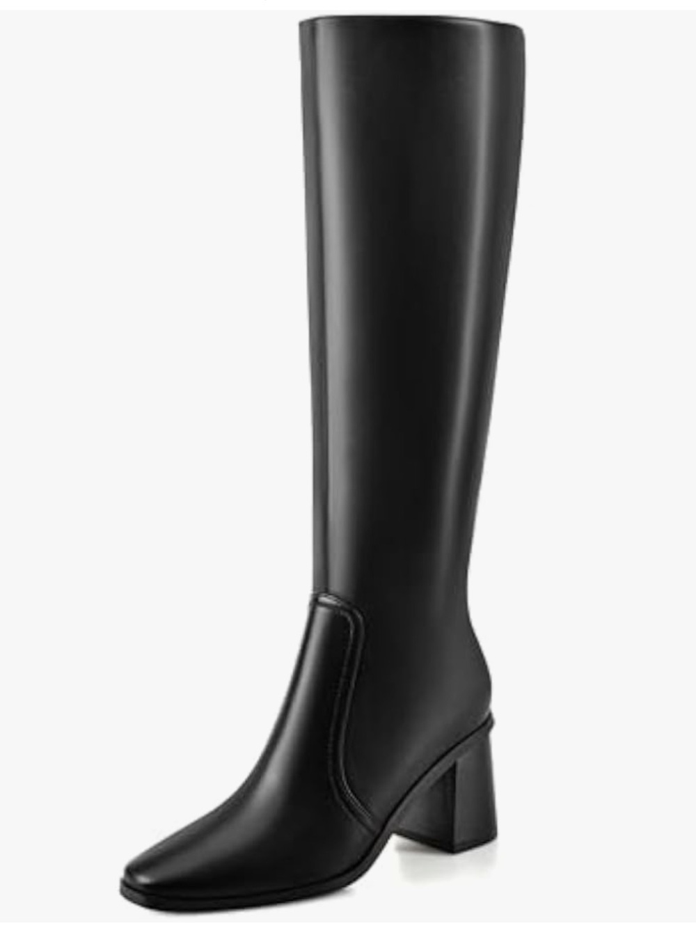 Women's Black Knee-High Block Heel Boots